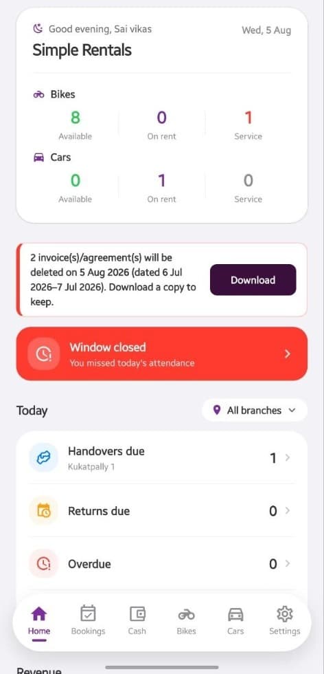 Velosta Vendor app on a phone